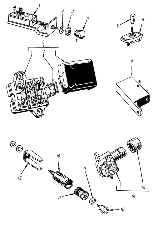 Переключатели, предохранители, прикуриватель